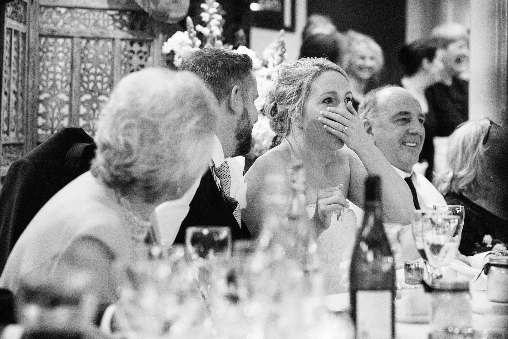 Larmertree garden wedding 102 Singing waters crash the wedding and the bride is in shock