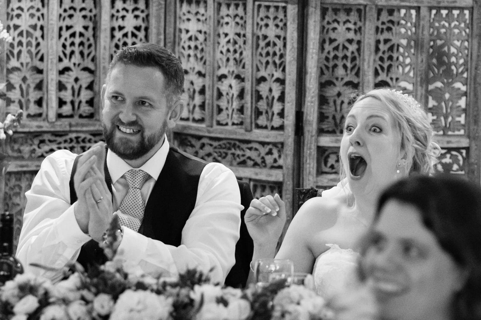 Larmertree garden wedding 94 The Shock at the wedding breakfast is crashed