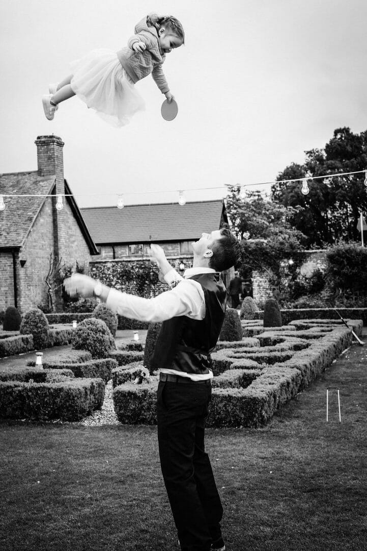 high flying child at Parley Manor wedding