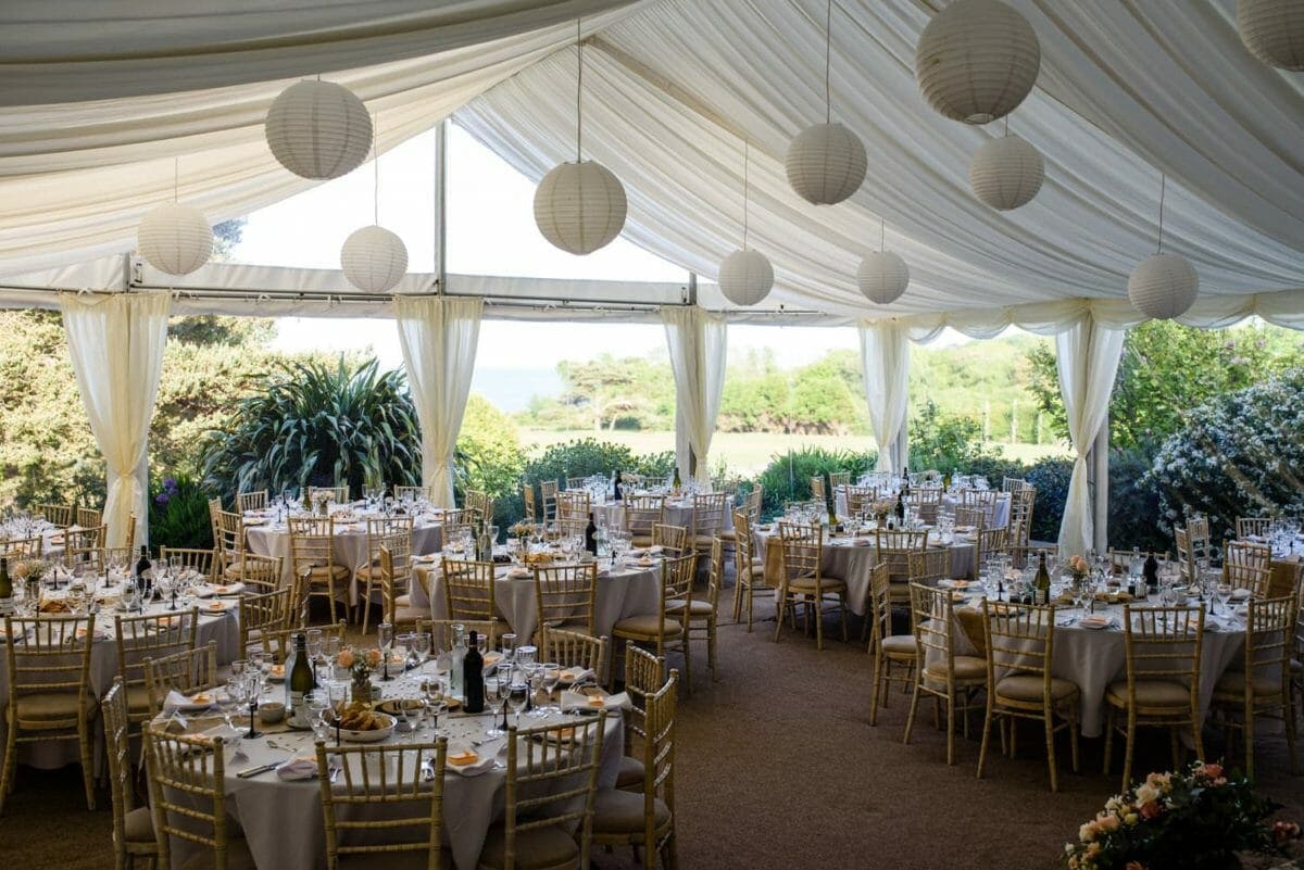 Studland Bay House Marquee Ready for the wedding