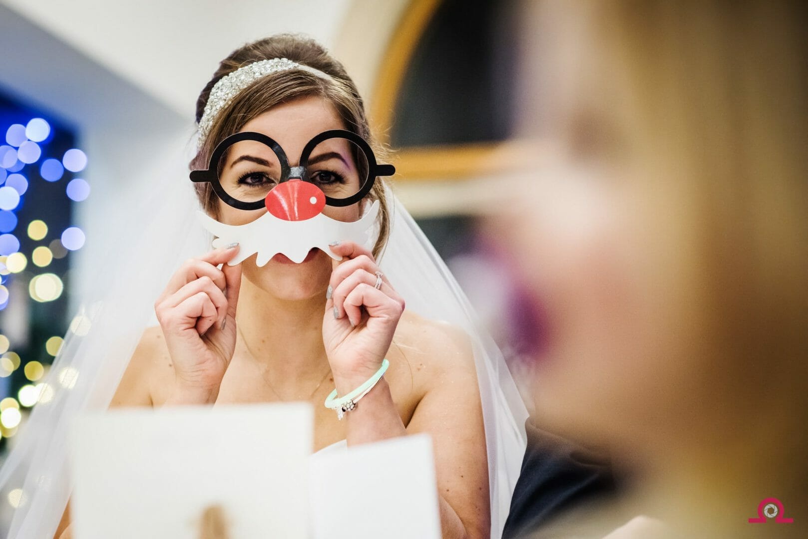 Christmas wedding | Bride with rudolph mask