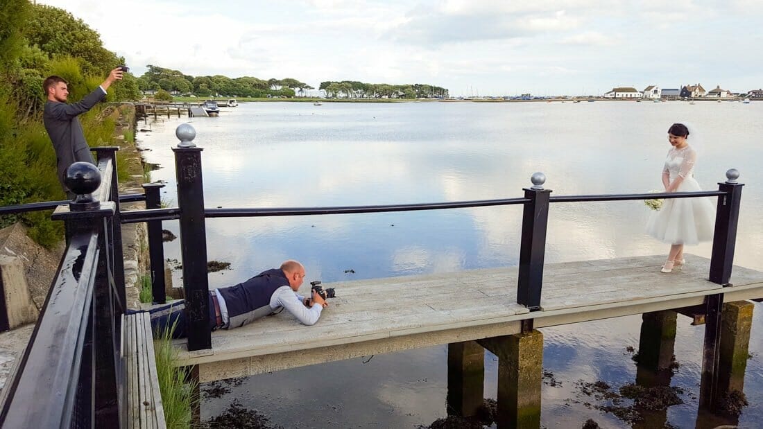 Getting the shot 2 Dorset Wedding photographer at Christchurch Harbour hotel