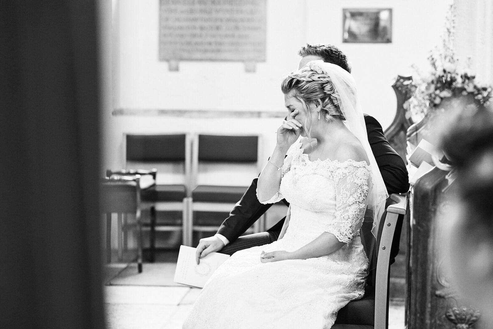 Bride in tears - North Cadbury Court Wedding photographer