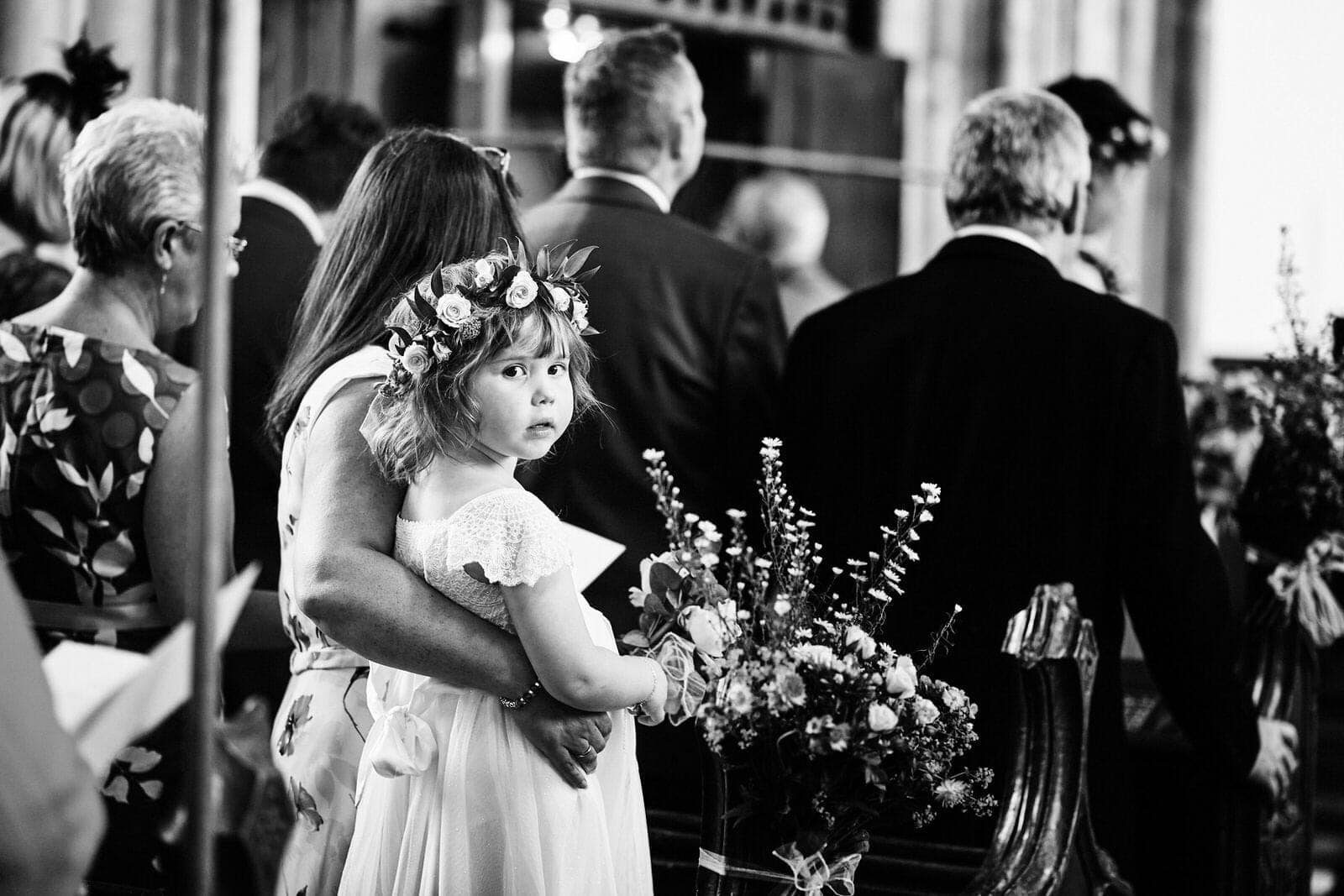Dorset wedding photographer 5 flower girl in the church - North Cadbury Court Wedding photographer