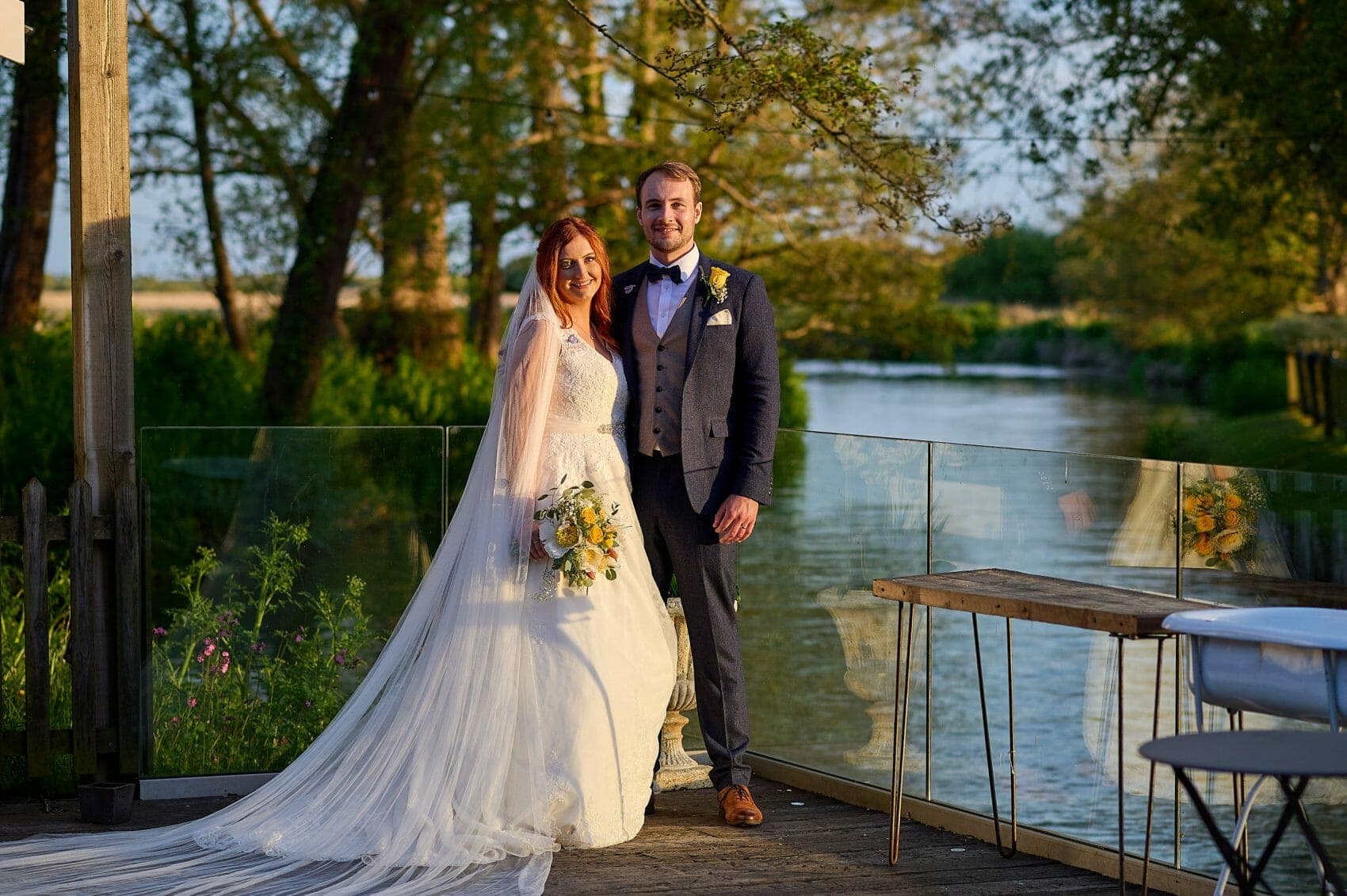 Sopley Mill Wedding photographer 4 Sopley Mill wedding photographer - Bride and Groom pose by the River