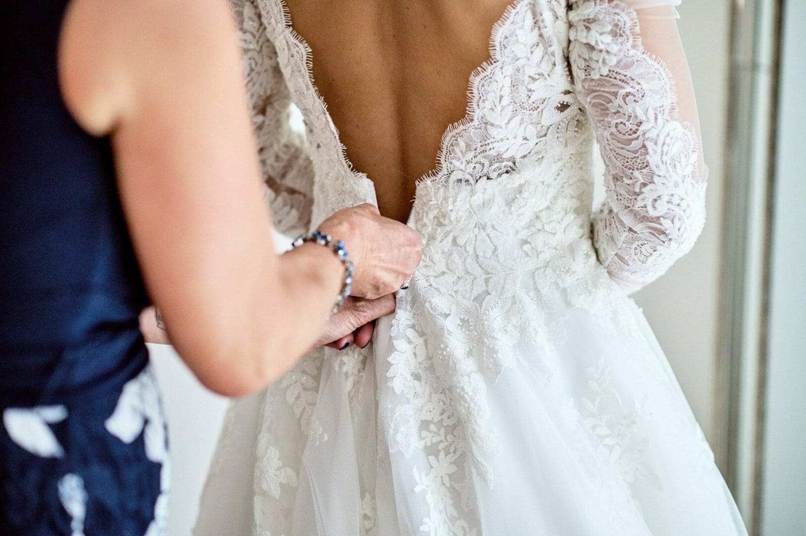 plunge line lace wedding dress