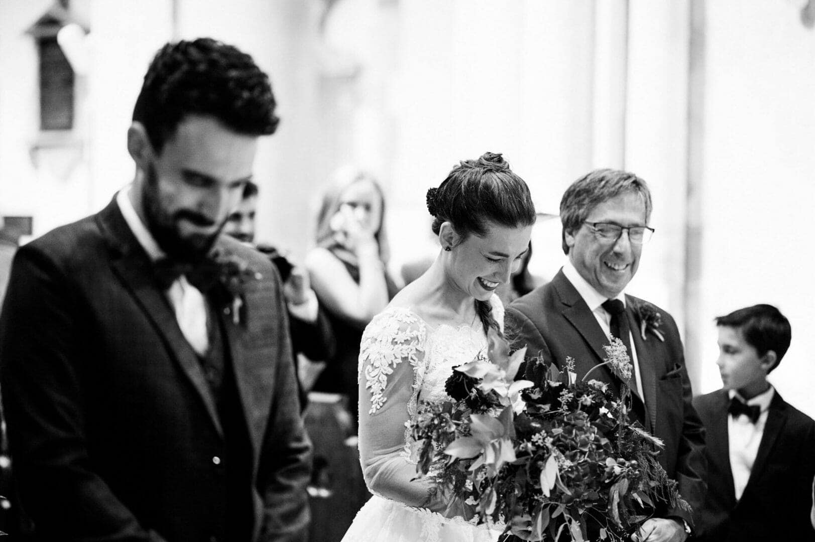 Happy bride and groom at Wimborne Minster