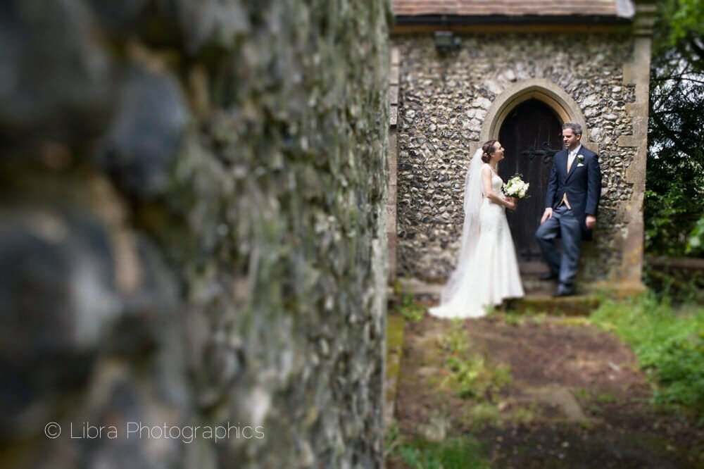 Bride and Groom outside Church in Ascot