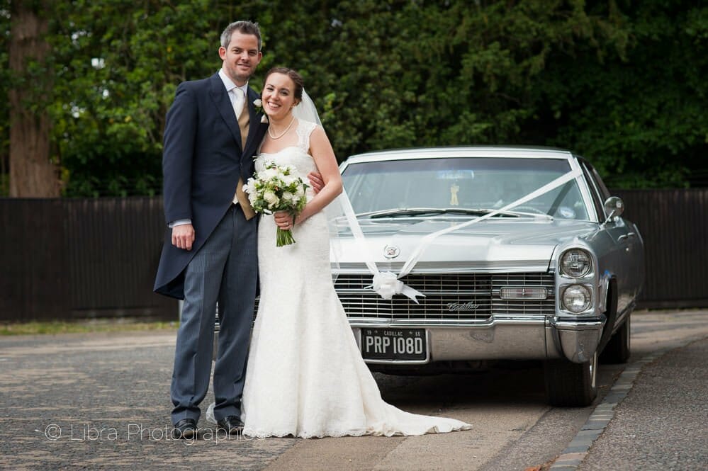 Bride and Groom with car in Ascot