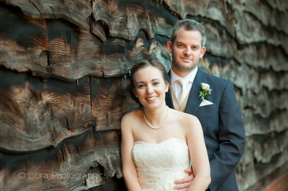 Bride and groom portrait at Englemere wedding