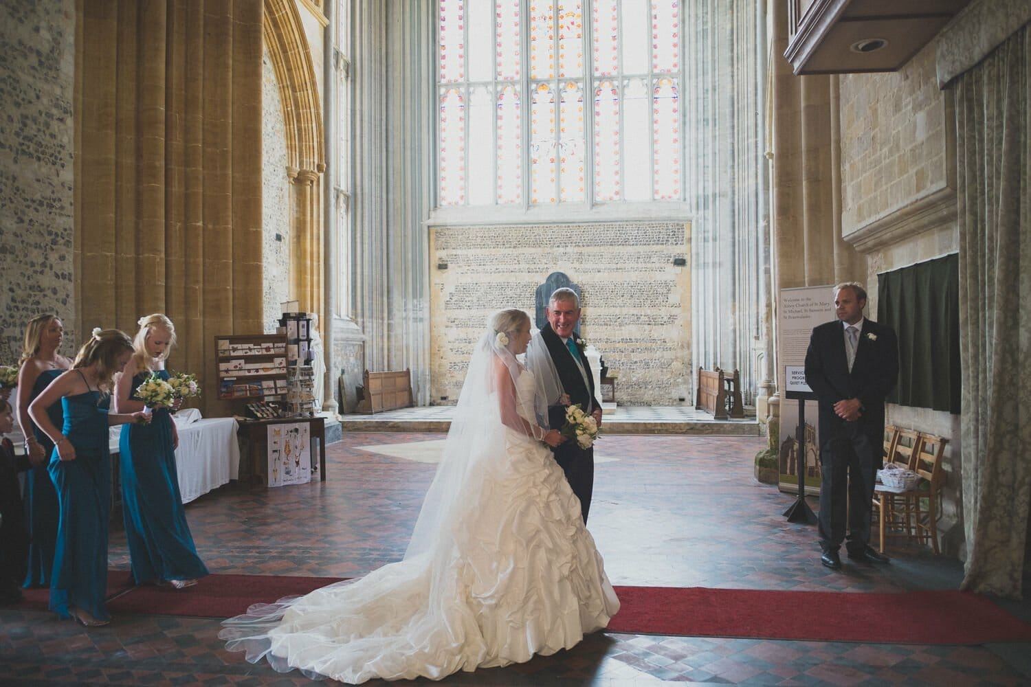 Bride and Father in Milton Abbey