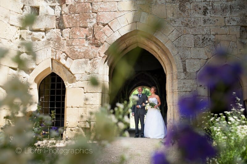 Bride entering Old Wardour Castle