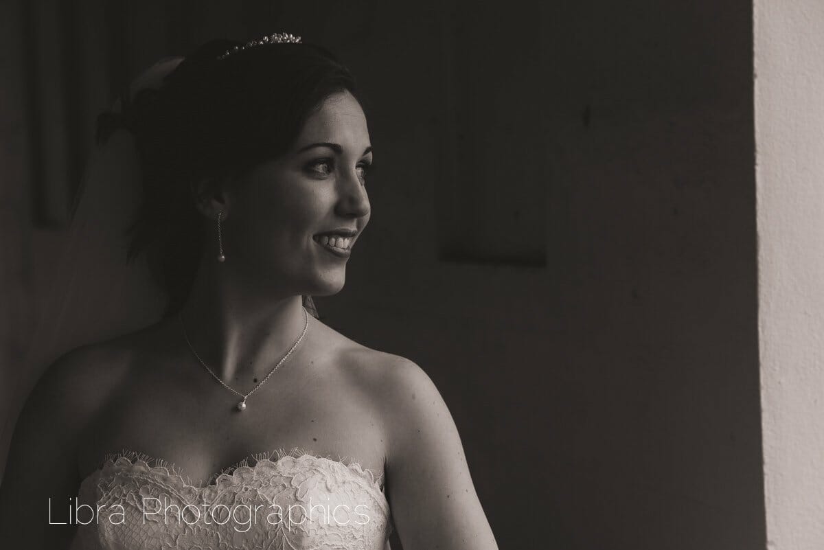 Balck and white image of bride
