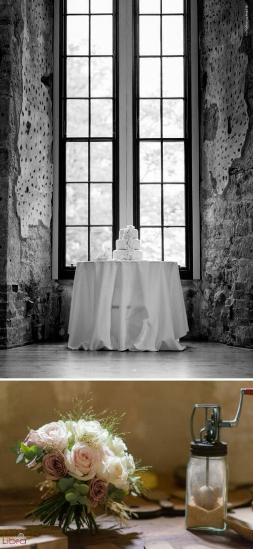 Lulworth Castle Wedding Photographer 12 Wedding Cake in window