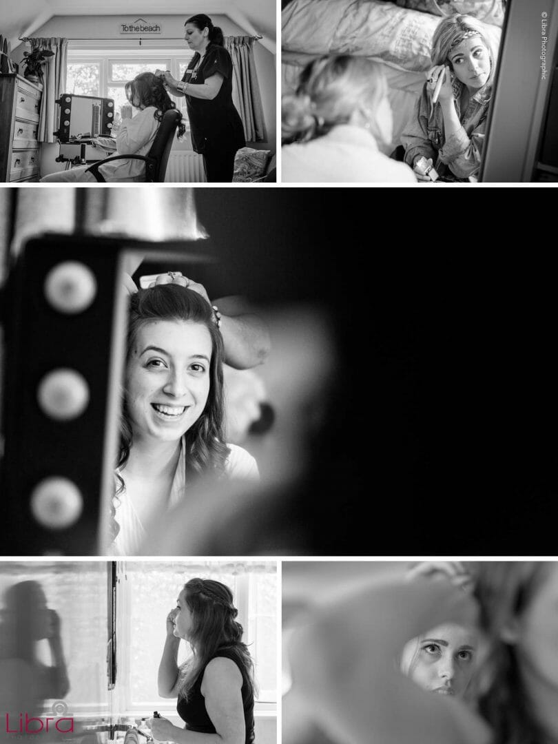 A beautiful wedding in Holt, Dorset 2 selection a black and white bridal preparation photos