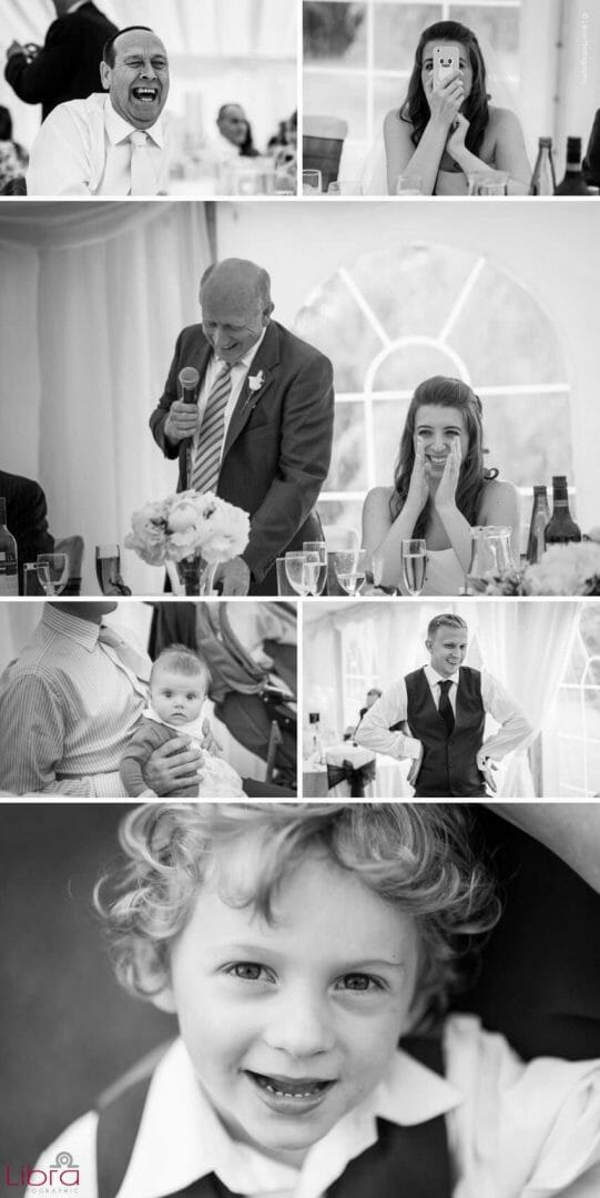 Black and white wedding speach photos