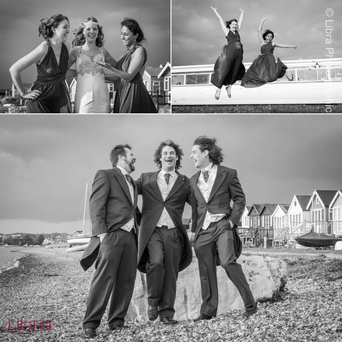 Bridal party photos on mudeford beach