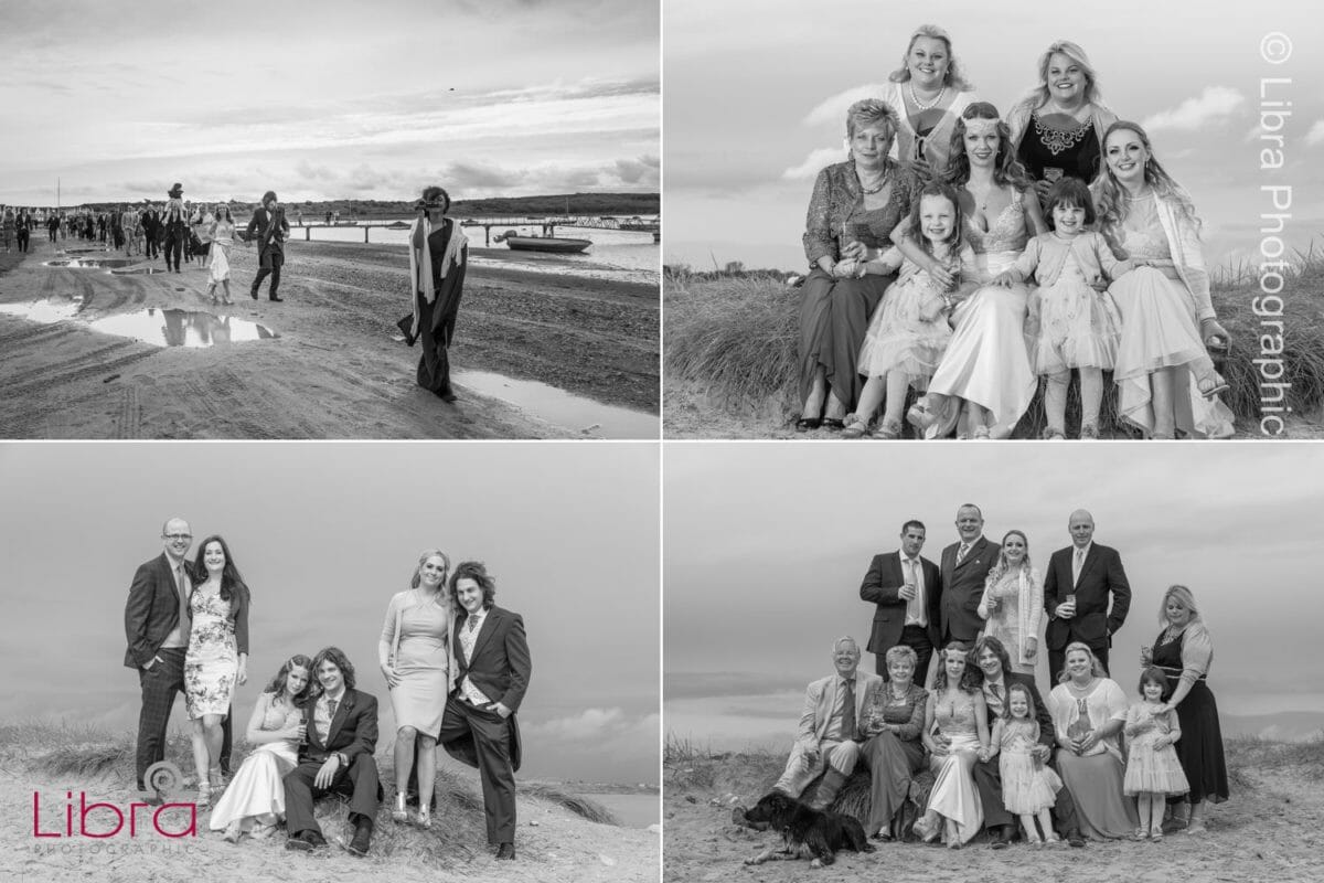 wedding group photos on the beach